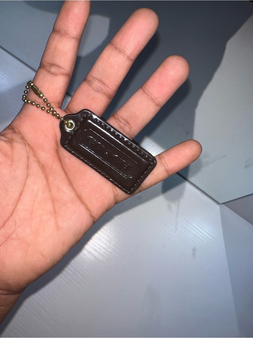 Coach Dark Espresso Brown Leather Tag